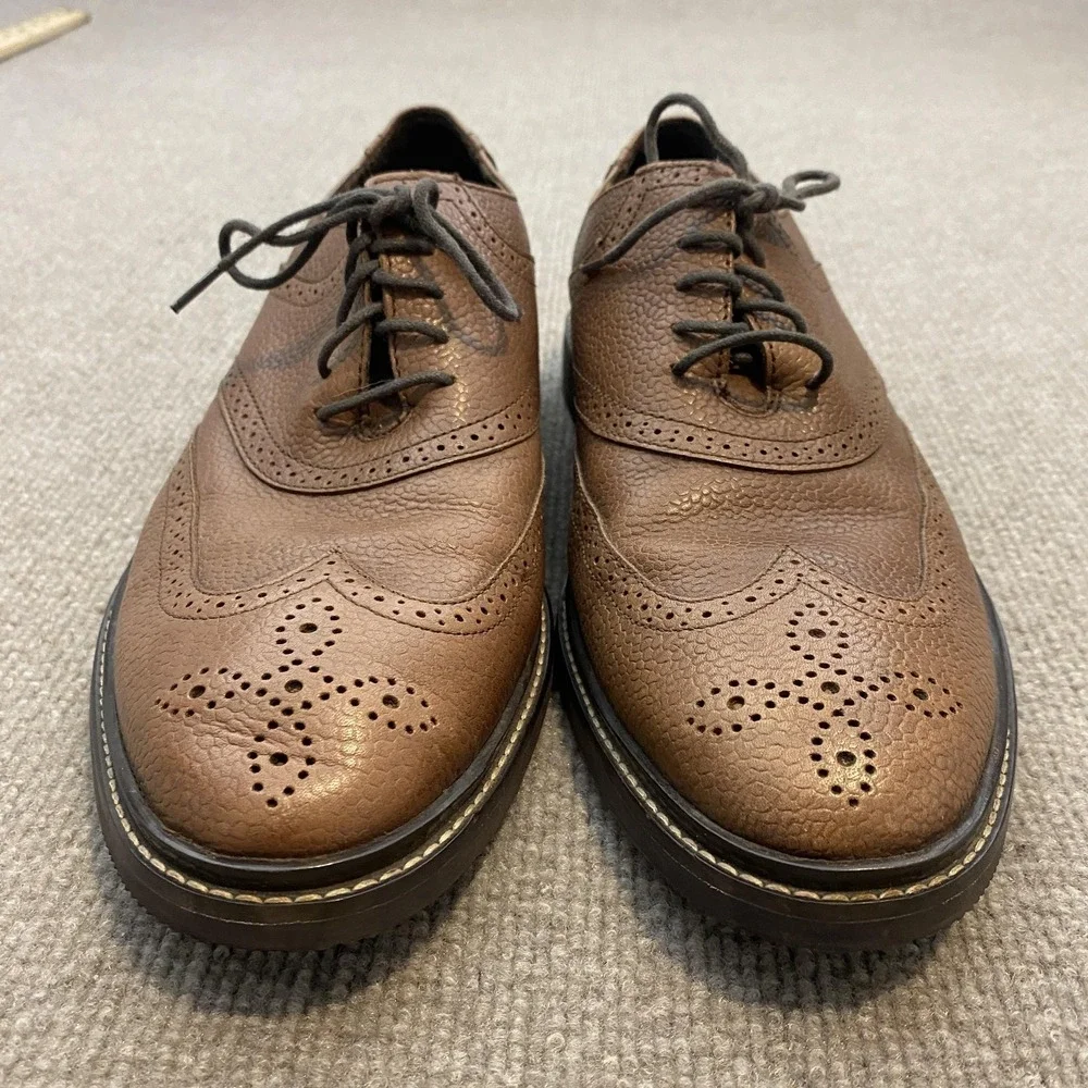 Cole Haan Shoes Mens Size 9 Brown Leather Wingtip Oxfords C09976 Business Preppy